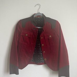 Red Velvet Vintage Gucci Equestrian Style Jacket